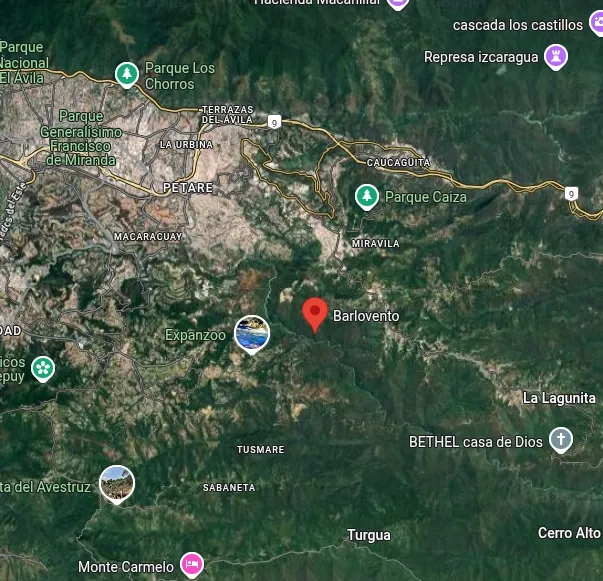 Detailed map of Barlovento geographical location in Venezuela